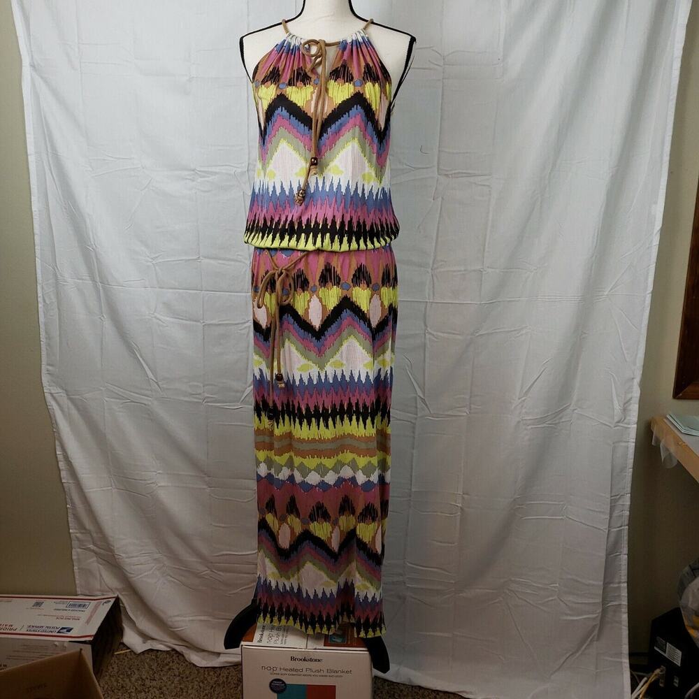 DEPT Womens Multicolor Halter Neck long line maxy dress‎ Size Large